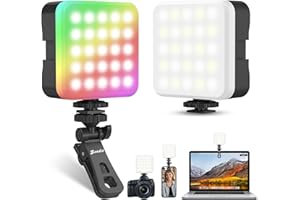 ‎ZEADIO Zeadio Tragbare RGB Taschenlampe mit Clip - 3000K-7000K Farbtemperatur Kamerabeleuchtung, CRI95, Kleines Video/Selfie Licht für DSLR/Tischaufnahmen/Selfies/Smartphone/Fotografie, 1er Pack