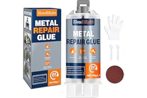 MendMight 80g Soudure a Froid Metal, Colle Metal Extra Forte, Colle Epoxy Bi-composant, Métal Liquide Glue pour le Métal, l'acier Inoxydable, les Alliages d'aluminium, les Réparations Plastiques