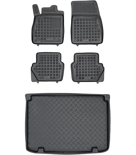 OMAC Vloermatten en kofferbakhoepset, compatibel met Toyota C-HR 2016-2024, rubber, zwart TPE 5X