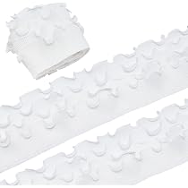 2.73 Yards White Chiffon Ruffle Lace Trim - 5 1/8 Inch Wide, 3-Layer Pleated Trim For Wedding Dresses & DIY Crafts
