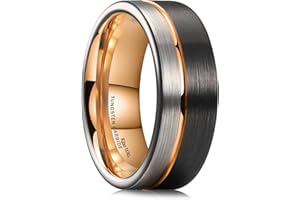 King Will Alliance en carbure de tungstène 8 mm Or rose brossé Noir et argent