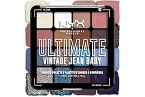 NYX Professional Makeup Palette Ombretti Ad Alta Pigmentazione, Texture Setosa, Finish Matte, Brillante e Metallizzato, 16 Colori, Formula Vegana*, Ultimate Shadow, Vintage Jean Baby