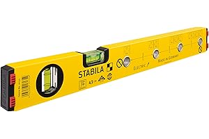 STABILA Elektriker-Wasserwaage Type 70 Electric, 43 cm, leichtes Alu-Profil, 1 Horizontal-Libelle, 1 Vertikal-Libelle, Markierlöcher, Made in Germany, Gelb
