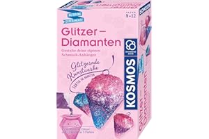 KOSMOS 657758 Glitzer-Diamanten, Funkelnde Schmuck-Anhänger erstellen und gestalten, mit Gießformen, Schmuckbändern, Glitzer, Granulat in 3 Farben, Experimentierset für Kinder von 8-12 Jahren