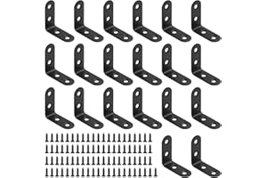 Glarks Lot de 20 supports d'angle en L, 40 mm, noirs, pour chaises en bois, étagères, fenêtres, meubles (40 x 40 x 2 mm)