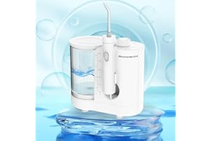 HOUSIWILL Munddusche, Zahnzwischenraumreiniger mit 10 Druckstufen und 7 Düsen, IPX7 Wasserdicht Elektrische Munddusche Oral Irrigator, 600ML Professional Waterflosser Feststehende für Zuhause und Reise