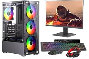 ASC TECHNOLOGY ASC Intel Core i7 Gaming PC Bundle – GT730 2GB, 8GB RAM, 256GB SSD + 500GB HDD, 550W 80+ PSU, 6-Fan Black RGB Case, WiFi, Windows 11 Pro, 22" Monitor Bundle – High-Performance Gaming & Workstation