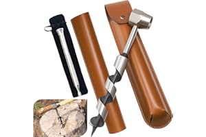 GENERIC Handbohrer Bushcraft Manueller Schraubenschlüssel, Handbohrer Outdoor Schlangenbohrer Bushcraft mit Holster& Blow Fire Tube, Holzbohrer Scotch Eye für Outdoor/Camping/Bushcraft Settlers