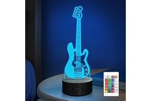 Guitar 3D Night Light, Anywin Electric Guitar 3D Illusion Lamp with 16 Colors Changing Remote & Timer & Dimmer for Room Decor ,Birthday Christmas Holiday Creative Gifts for Kids Boys Girls