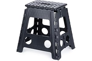 LIVIVO Folding Step Stool – Compact and Lightweight Two Tier Anti Slip Stepping Stool - Folds Flat with Carry Handle for Easy Storage and Transport