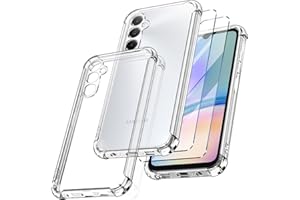 New&Teck - Carcasa para Samsung Galaxy A05S (incluye 2 protectores de pantalla de vidrio templado, funda de silicona TPU flexible, Bumper con esquinas reforzadas, protección clara. (Transparente)