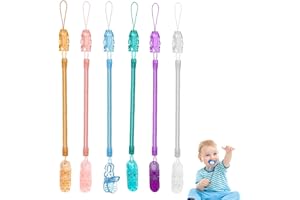 CLOUDLINK 6PCS Dummy Clips Silicone Dummy Clip Boys Girls Soother Pacifier Clips for Baby Teething Toys(6 Colors)