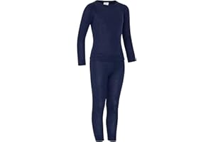icefeld® - atmungsaktives Thermo-Unterwäsche Set für Kinder - warme Wäsche aus langärmligem Oberteil + Langer Unterhose (ÖkoTex100) in blau, Marine, pink oder schwarz
