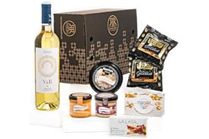 RR ENRIQUE RECH ARTESANOS DESDE 1850 ENRIQUE RECH - Cesta Regalo Gourmet - Vino Blanco Verdejo V&R - Paté Brandada de Bacalao - Paté de Salmón – Hummus de Garbanzo – Berberechitos Marisol - Anchoas y Picos Artesanos