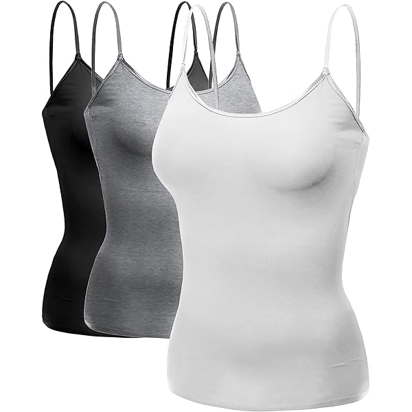 Emmalise Women's Built-In Bra Camisole 3-Pack - Wireless Support Tank Tops, Small
