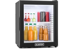 Klarstein MKS-13 Mini Kühlschrank Minibar Getränkekühlschrank mit Regaleinschub (36 Liter, leise, reinigungsfreundlich) schwarz-silber