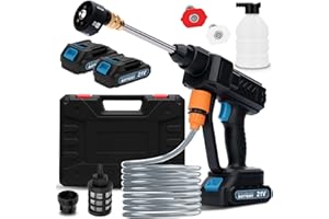Housiwill Cordless Pressure Washer, 6-in-1 Nozzle Portable Battery Powered Pressure Washer Handheld with 2*Battery Powered, Portable High Pressure Cordless Power Washer for Car/Floor/Patio Cleaning.