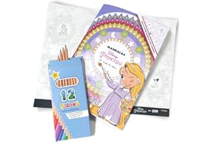 Coloriage Princesse Disney | Art Therapie Disney | Coloriage Disney Petite Poupée | Cahier De Coloriage Disney avec Mandalas - Inclut 12 Crayons - Editorial GEU