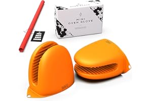 WAFE Mini Oven Gloves for Air Fryer - 2 Silicone Finger Gripper Kitchen Mitts - Heat Resistant Pinch Covers for Cooking, BBQ, Grilling - One Size Fits All Double Hand Pot Holder w/Oven Rack Protector