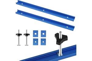 HUUPPHIP 2 Stück 400mm T Nut Schiene M8,Aluminiumlegierung T Gleitschiene,Montageschiene T-Track,Alu T Profil mit 8 Selbstschneidenden Schrauben,2 Stück M8 Kunststoffgriff & M8/M6 T-Track Schiebemutter