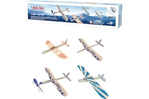 Playstem Balsa träflygplan set – 4-pack modellglidare och gummibandsdrivna flygplan | utomhusleksaker för barn
