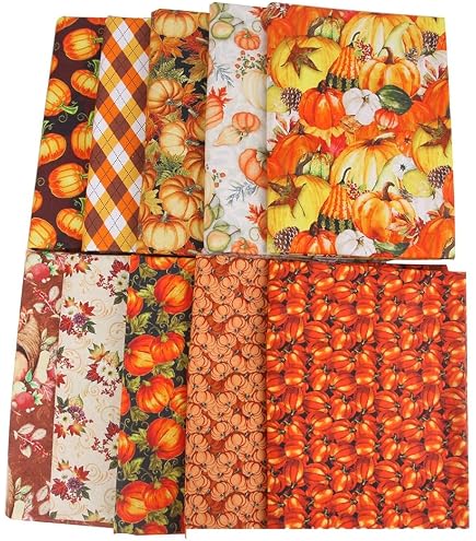 Whaline Baumwollstoff-Bündel Im Boho-Herbststil - 12 Fat Quarters (45,7x55,9 Cm), Bedruckt Für Nähen, Quilten & Deko