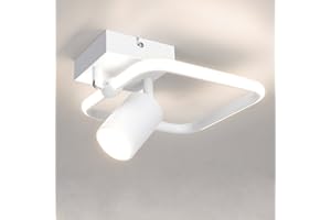Kimjo Lampada da Soffitto Orientabili, Lampadario LED Soffitto Bianco, Lampadario Faretti da Soffitto 15W, Plafoniera LED Faretti 4000K Bianco Neutro, Faretto da Parete per Cucina