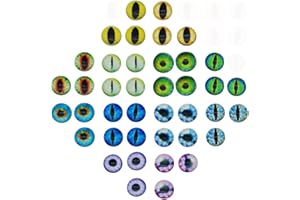 JULIE WANG Lot de 100 Cabochons ronds en verre œil de chat et de dragon, pour confection de poupées, d’animaux ou de bijoux, 18 x 18 mm