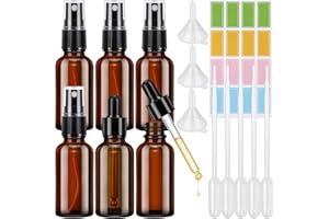 SPYRTB 6 Pièces Flacon Spray Vide, 30ml Vaporisateur Vide en Verre avec Entonnoir et Goutteurs, Rechargeable Bouteille Spray pour Huiles Essentielles, Aromathérapie, Parfums, Voyage