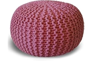 ‎CASAMIA casamia Pouf Ø 55 o. 45 cm Strickhocker Sitzpouf Bodenkissen für Innen Indoor Größe ø 55 cm, Farbe pink