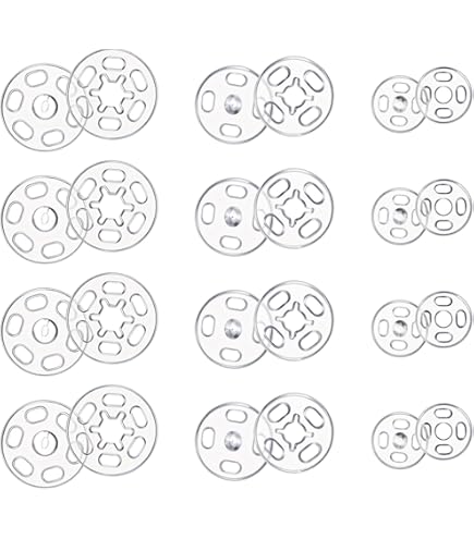 100 paar drukknopen, drukknopen om aan te naaien, drukknop om aan te naaien, onzichtbare kunststof drukknopen, transparant, voor het naaien van kleding, doe-het-zelf, handwerk, 7 mm, 12 mm, 15 mm, 20
