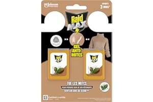SC JOHNSON Raid Max Gels Anti-Mites Parfum Bois De Cèdre - Protège Les Vêtements Jusqu'à 3 Mois - Parfume Délicatement - Certification Woolmark - 2 Gels