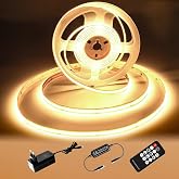 luktix Tira LED COB 5M, 2700K Tira LED blanca c&aacute;lida, 24V Tira de luces LED Regulables, CRI92, 8 mm de Ancho, con Control Rem