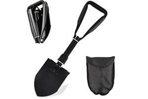 HUAMIRRA Pelle Pliante Multifonction, 46,5cm, Noir, Housseentissu Incluse, Pelle Pliable pour Camping Etalpinisme