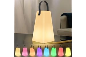 ‎GGII GGII LED Outdoor Lampe mit Fernbedienung Tragbare Tischlampe für Außen mit 8 Farben USB Wiederaufladbare Wasserdichtes Akku Lampe für Garten Aussen Schlafzimmer Bar Camping (Quadrat,12 x 20cm)