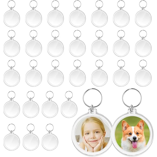 Kurtzy Blank Ronde Foto Inleg Sleutelhangers (50 Pak) – Elke Sleutelhanger is 4cm in Diameter – Doorzichtig Heldere Cirkel Acryl Sleutel Ringen Voor Dubbelzijdige Foto's – Familie & Geschenken