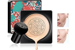 HIROCK CC crema corrector base duradera hidratación brillo color Reparación maquillaje base, CC crema hidratante impermeable base líquida (tipo hongo) puff) (Tono de piel natural)