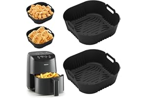 CARSEATTY Moule Silicone Air Fryer pour COSORI 2L et Midea 2L, 2 Pièces 15CM Plat AirFryer Friteuse Accessoires, Réutilisable au Lieu du Papier Cuisson Air Fryer Accessoire