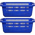 Samruddhi Plastic Crate (37.3 cm x 27.4 cm x 13.4 cm, Blue, Pack of 2,Plastic)