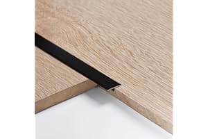ZAYEJOD 3 Stück 2cm Aluminium-T-Formleisten Flacher Bodenübergangsleiste Übergangprofil Türschwellen Bodentrennstreifen Fußböden Abdeckleisten, 0.9m Schwarz