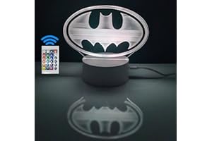 FAMVACOR Lampara LED decorativa superheroes logotipo escudo Batman Mando a distancia 16 colores (Batman)