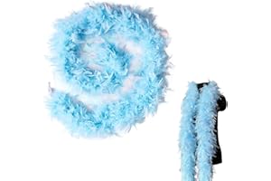 MORAINJAY Boa en Plume,2M/6.6ft Boa à Plumes Unisexe,80g Boa Plumes pour DIY Accessoire de Déguisement, Charleston Carnaval Fête Costumée, Décoration Halloween Noël Mariage Cosplay