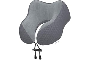 Yomisee Nackenkissen Flugzeug, Reisekissen Auto aus Memory Foam mit samtweichem Bezug, Nackenhörnchen Erwachsene für Reisen, Camping, Büro und Haus (Dunkelgrau)