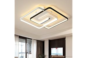 Schindora nowoczesna lampa sufitowa LED 36W 50cm z pilotem, geometria kwadratowa czarna biała ściemnialna lampa sufitowa pasująca do salonu, sypialni, kuchni