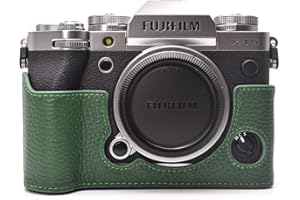 Rieibi Fuji XT5 - Funda de piel auténtica de calidad para cámara digital Fujifilm X-T5 - Funda protectora para Fuji XT5 X-T5, Green, Estuche de belleza