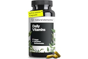‎NATURAL ELEMENTS natural elements Daily Vitamins – 120 Multivitamin Kapseln – alle wertvollen Vitamine A-K – perfekt für Sportler – vegan, hochdosiert, ohne unnötige Zusätze – in Deutschland produziert & laborgeprüft