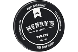 HENRY'S OF LONDON Henrys Of London Pomade for Men, High Shine, Strong Hold Hair Styling Putty & Wax, Water Based Pomade, Hair Products for Men, Used as Beard Wax Fantastic On Thick and Curly Hair, Strong Hold Hair Wax
