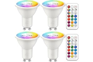 iLC GU10 LED Light Bulbs Colour Changing 12 Colors 5W Dimmable Warm White 2700K RGB LED Spot Light Bulb with Remote Control, 40 Watt Equivalent (Pack of 4)