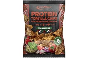 IronMaxx Tortillas Veganas Altas en Proteínas - Italian Style 1x bolsa de 60 g | bajas en grasa, sin aceite de palma y sin gluten aptas para los amantes de los aperitivos