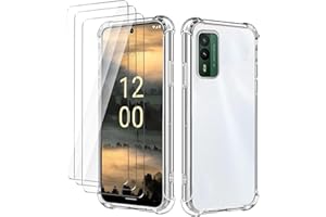 LYZXMY case for Nokia XR21 Transparent mobile phone case + 3 pcs tempered glass protective film, case soft silicone TPU Anti Scratch Anti Collision Clear Case